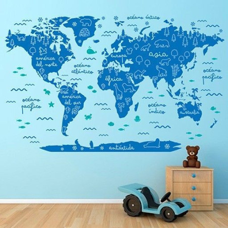 Mapamundi infantil con animales