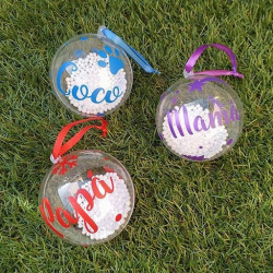 Bola de Navidad transparente con nombre 2
