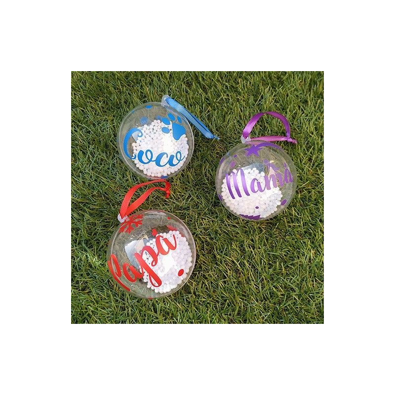 Bola de Navidad transparente con nombre