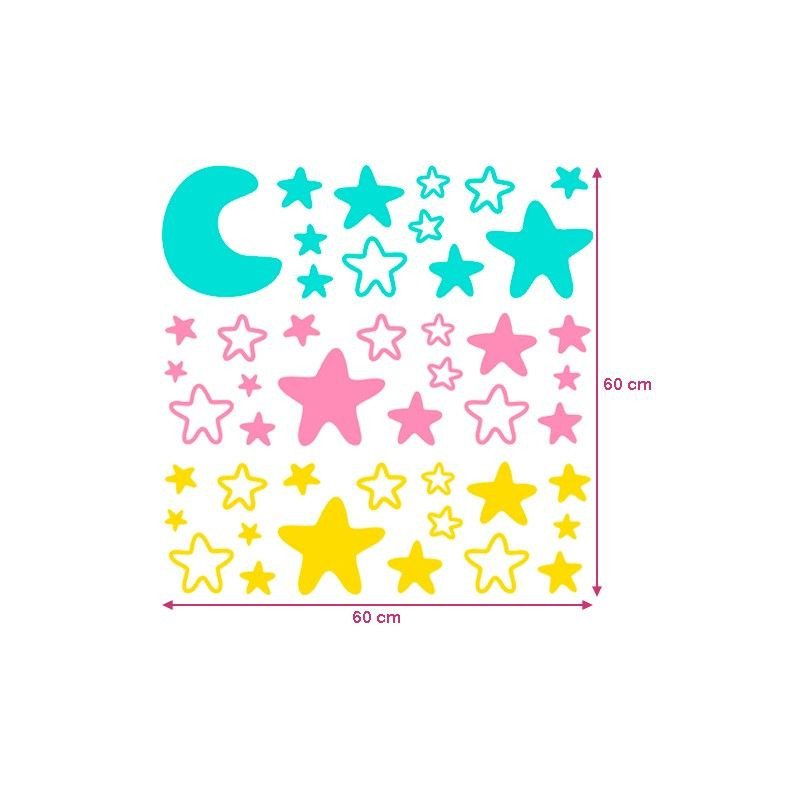 Luna y estrellitas 3 colores