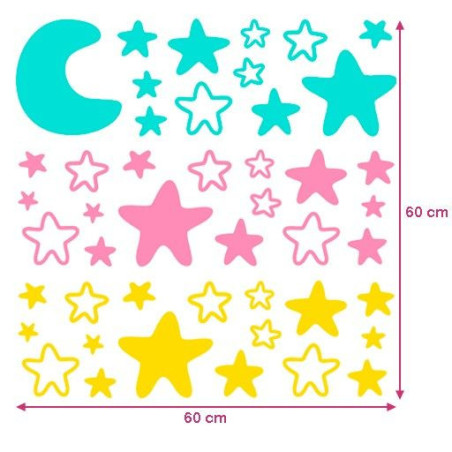 Luna y estrellitas 3 colores