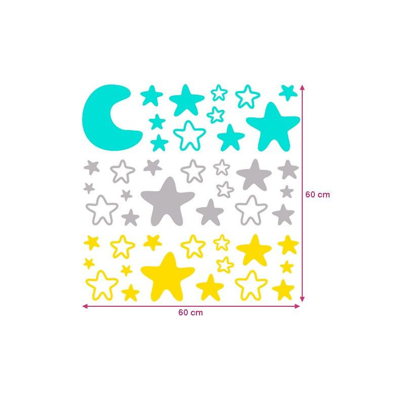 Luna y estrellitas 3 colores