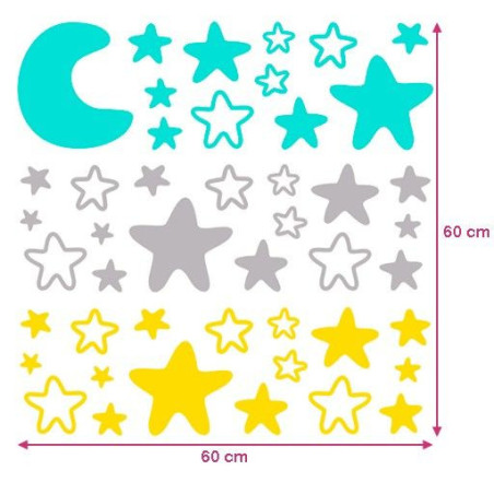 Luna y estrellitas 3 colores