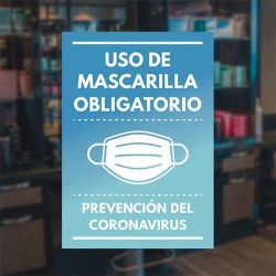 Pegatina uso de mascarilla obligatorio