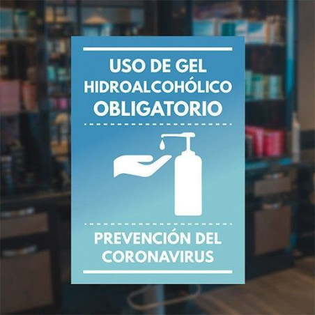 Pegatina uso de gel hidroalcohólico