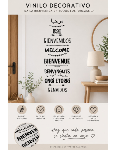 Vinilo Decorativo Bienvenidos en Varios Idiomas