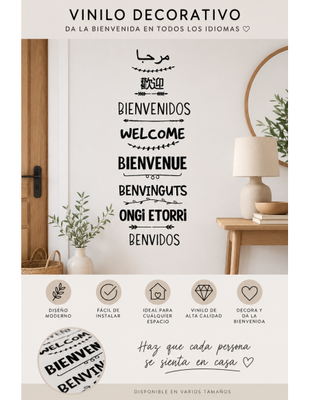 Vinilo Decorativo Bienvenidos en Varios Idiomas