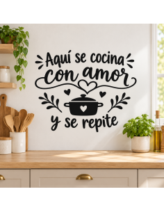 Vinilo Cocina Aquí Se Cocina con Amor | Vinilos Baratos