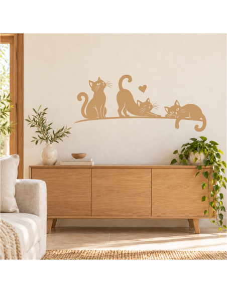Vinilo Decorativo Tres Gatos en Repisa | Vinilos Baratos